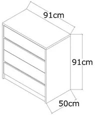 Cômoda Espelhada 4 Gavetas Blank F04 Branco - Mpozenato