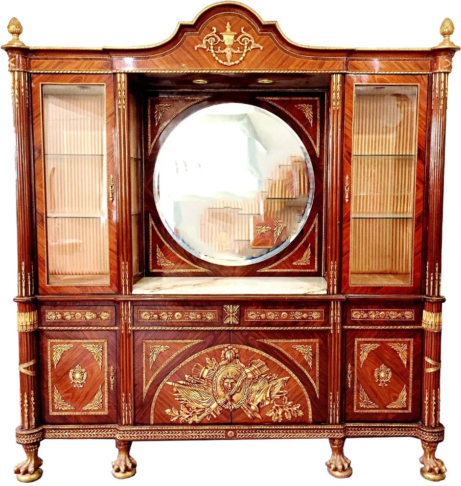 Buffet Clássico Imperial Luis XV com Detalhes Marchetados - 249X240X58cm