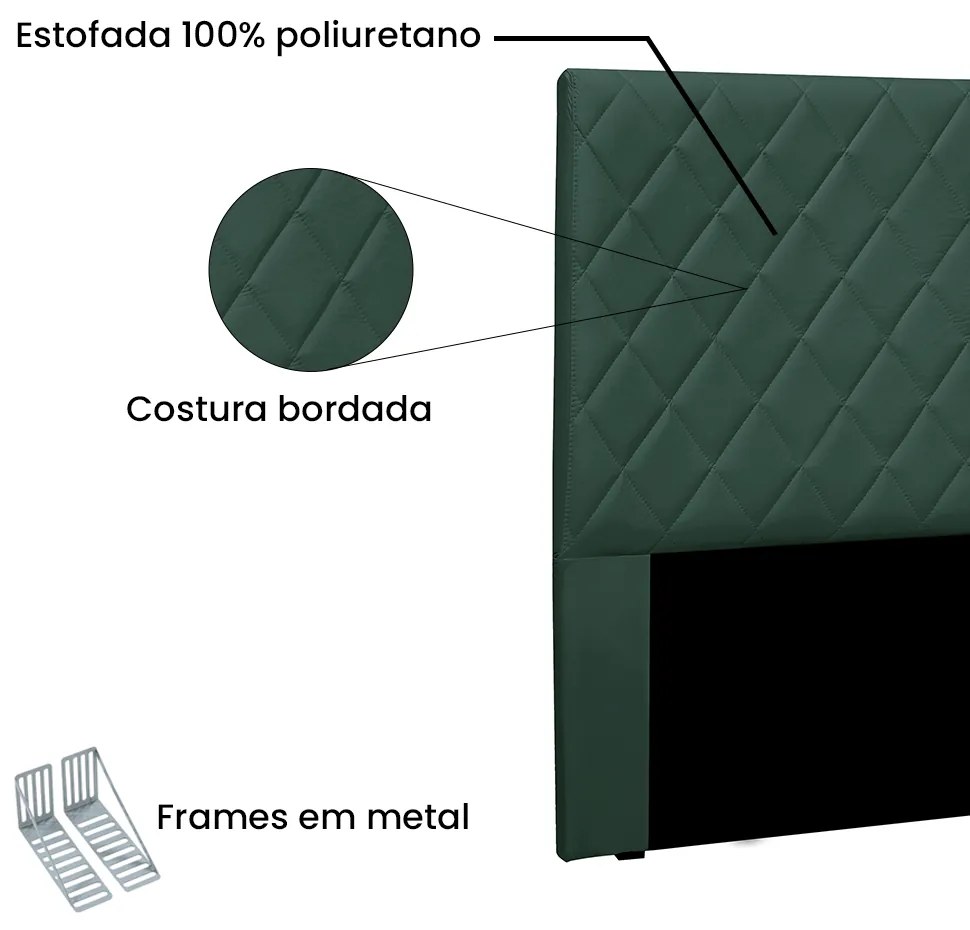 Cabeceira Cama Box Casal 140 cm Dubai Veludo Verde S04 - D'Rossi