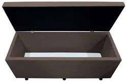 Calçadeira Baú Casal 140cm Estofada Liz S05 Suede Bordado Marrom - Mpo