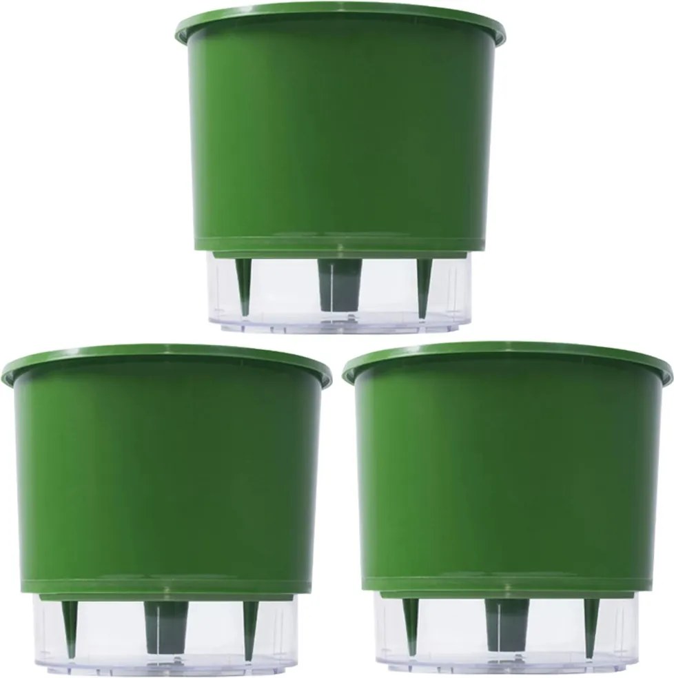 3 Vasos Raiz Auto Irrigável Verde Escuro 16x14 Autoirrigável
