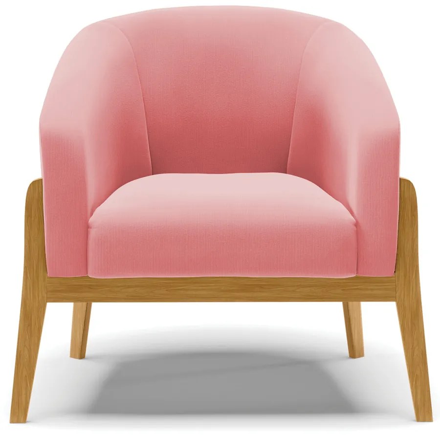 Poltrona Decorativa Base de Madeira kit 2 Stella Suede D03 - D'Rossi - Rose