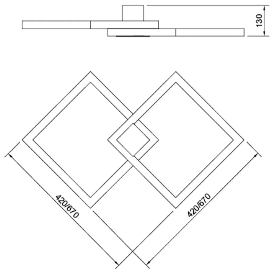 Plafon Mira 67X67Cm Led 65,6W Bivolt | Usina 19270/67 (RG-M Rosê Metálico, 4000k)