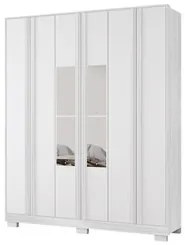 Guarda Roupa Casal 6 Portas 4 Espelhos Califórnia Carvalho Branco/Bran