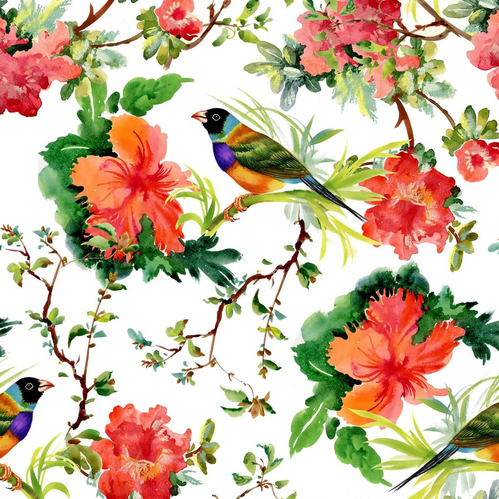 Papel de parede adesivo animal pássaros nas flores