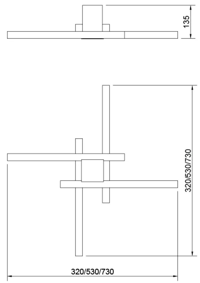 Plafon Lara 53X53Cm Led 32,8W Bivolt | Usina 19275/53 (CB-M - Cobre Metálico, 3000k)
