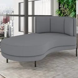 Chaise Longue Divã 164cm Braço Direito Logus D06 Bouclê Cinza - Mpozen