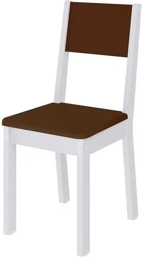 Cadeira Tutti Colors com Assento Estofado em Courino e Pintura Resistente - Branco/Marrom