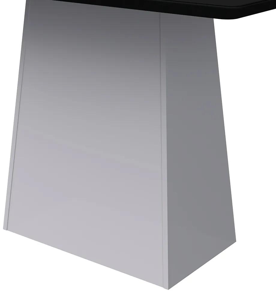 Mesa de Jantar Retangular Tampo com Vidro Bella 135 cm Preto Base Off White - D'Rossi