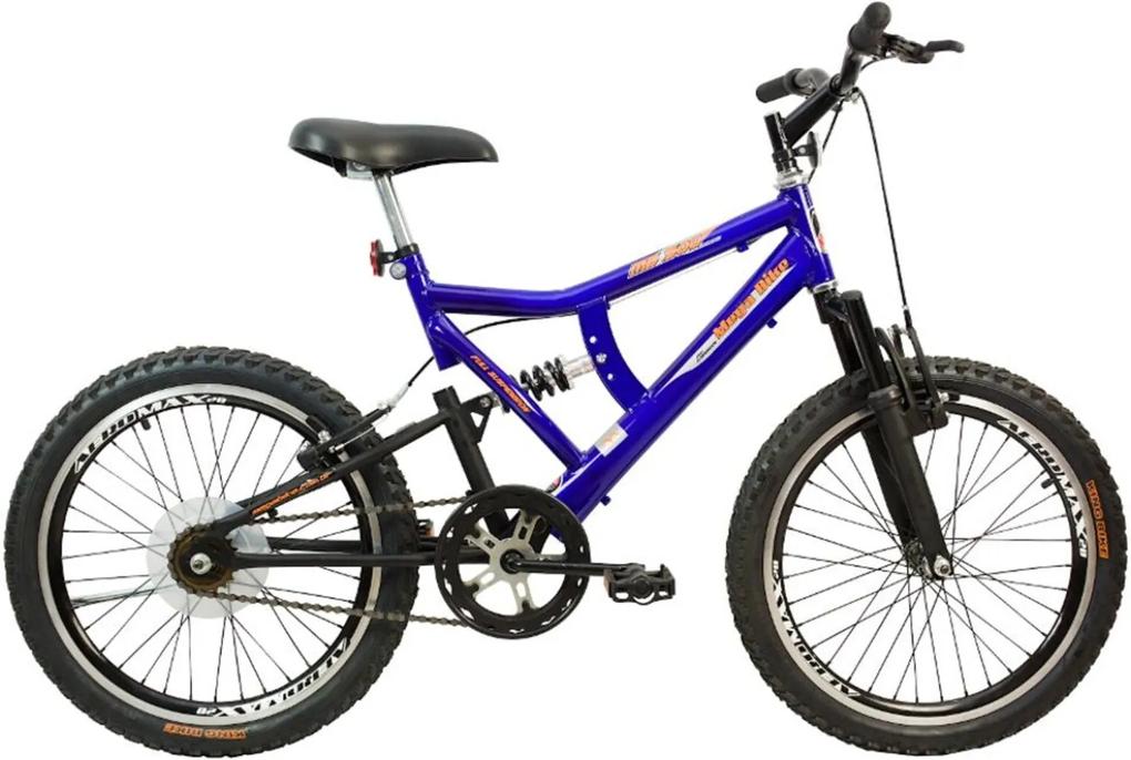 Bicicleta Infantil Aro 20 Aero Freios V-Break 21v Quadro Aço MB 500 Azul Preto - Mega Bike