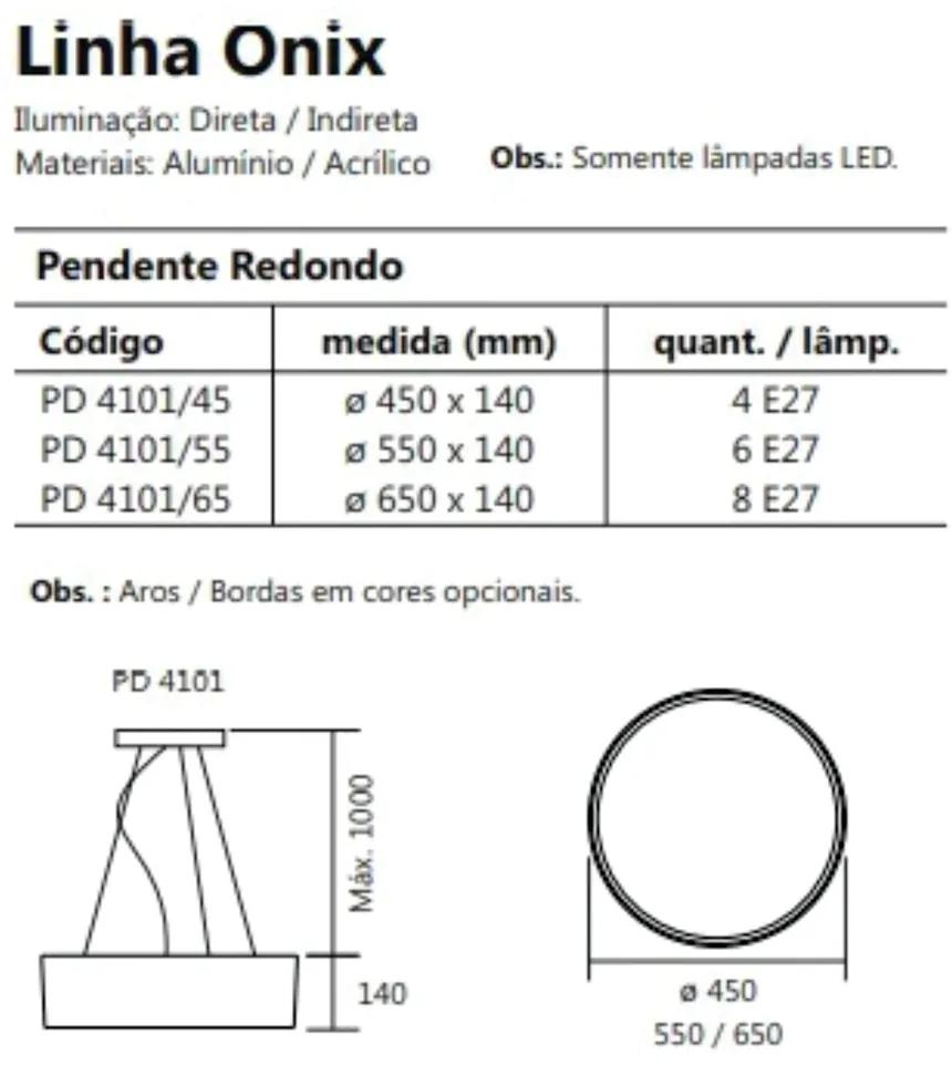 Pendente Redondo Onix Ø35X14Cm 2Xe27 Aro Recuado / Metal E Acrilico |... (DR-M Dourado Metálico, DR-M - Dourado Metálico)