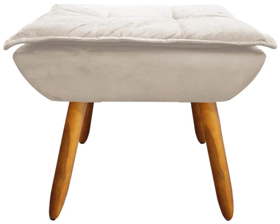 Puff Banqueta Decorativo Pé Palito Opala Suede Bege D03 - D'Rossi