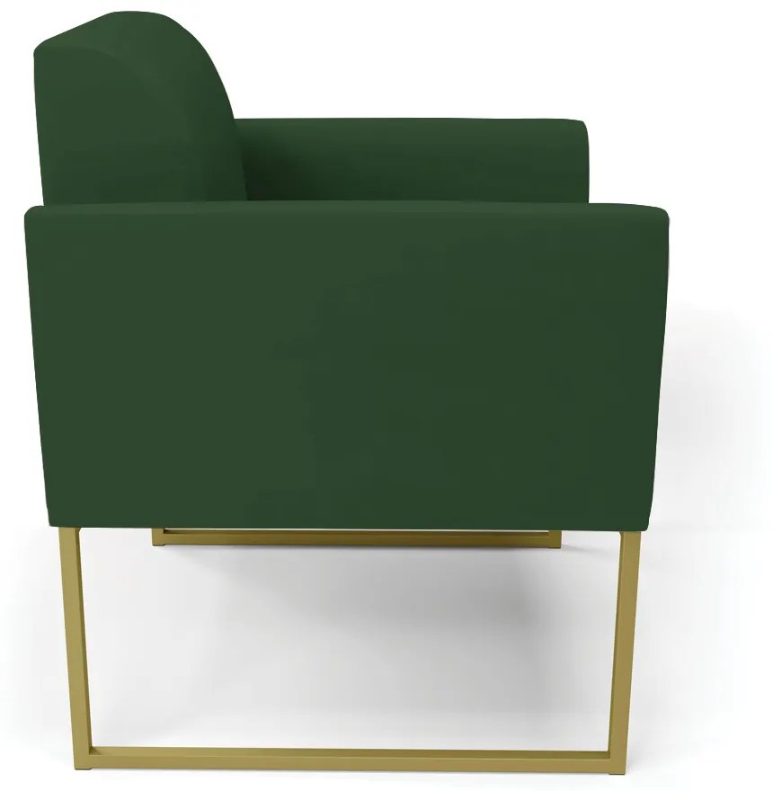 Poltrona Base Industrial Dourado Marisa Veludo D03 - D'Rossi - Verde