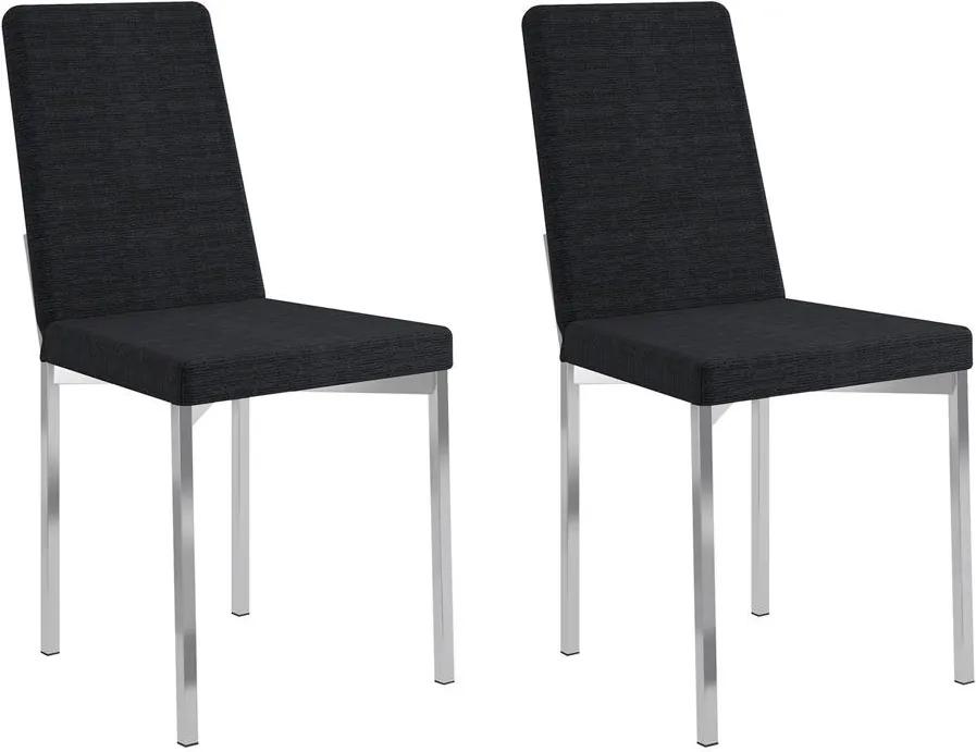Cadeiras para Cozinha Kit 2 Cadeiras 399 Listrado Black/Cromado - Carraro Móveis