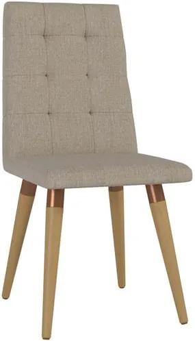 Cadeira de Jantar Goulart Linho Bege Escuro Cobre - Wood Prime PV 32704