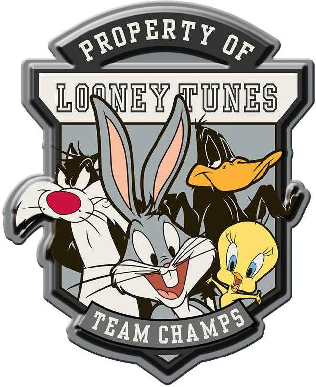 Placa de Parede Looney Team Champs Fundo Cinza em Metal - Urban