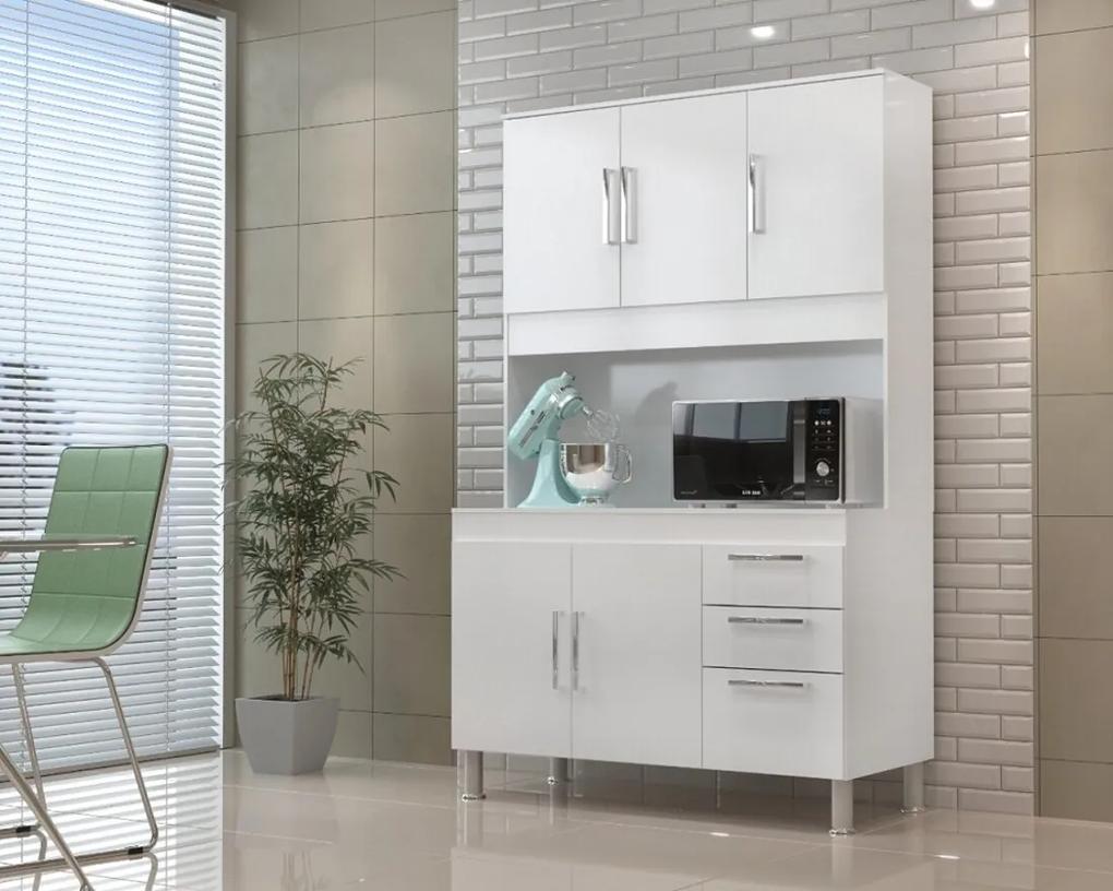 Cozinha Compacta Gemeos 1,14m 5 Portas 3 Gav.  Branco Branco