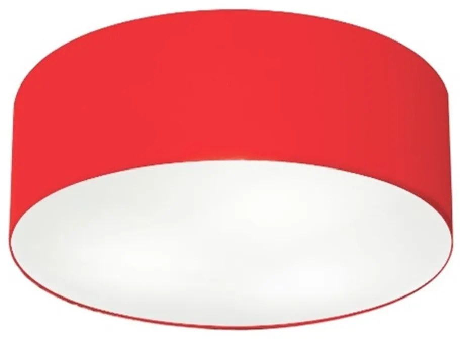 Plafon Cilíndrico Md-3006 Cúpula em Tecido 60x15cm Vermelho - Bivolt