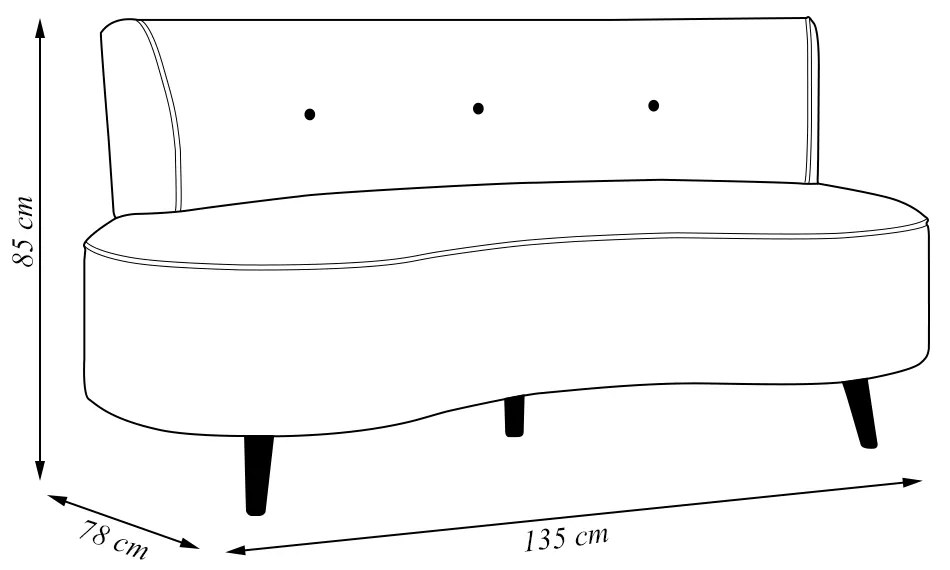 Sofá Living 2 Lugares 135cm Aang Pés Palito Veludo Bege G33 - Gran Belo