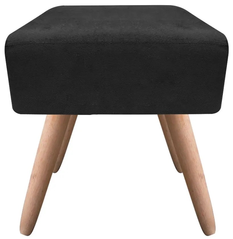 Puff Banqueta Decorativo Pé Palito Natural Ibiza Suede Preto D03 - D'Rossi