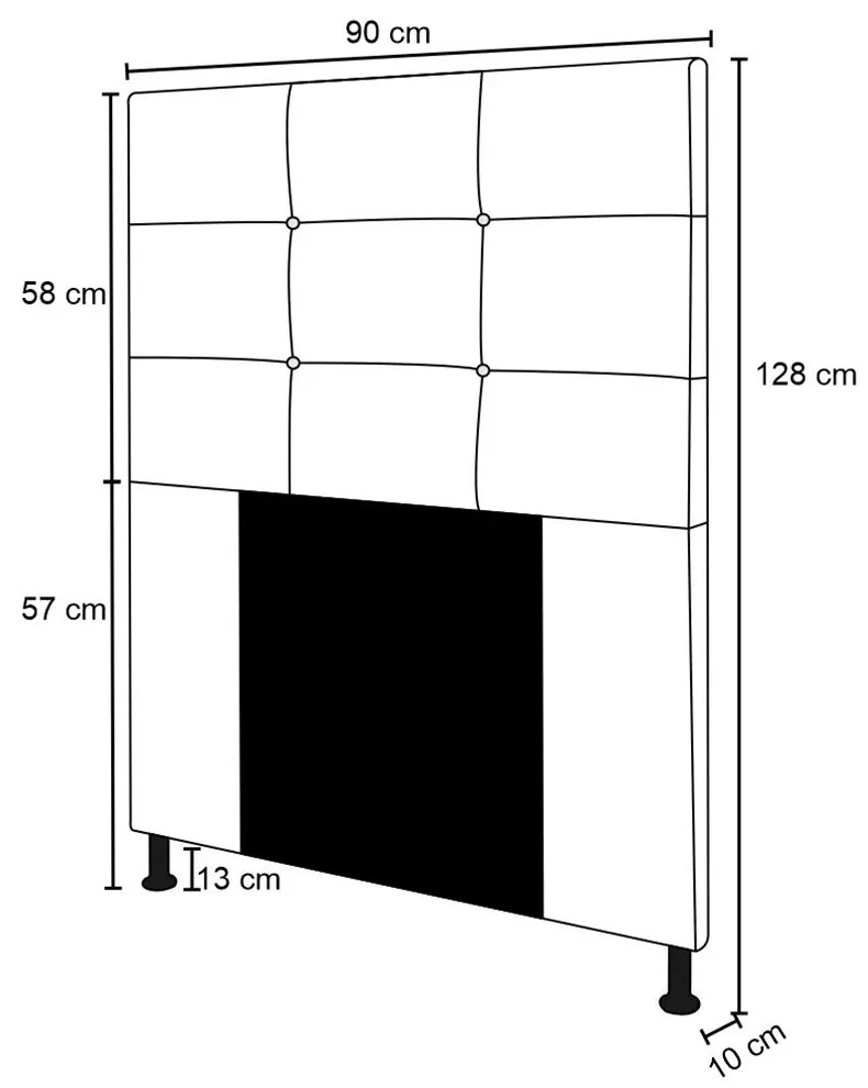 Cabeceira Safira Para Cama Box Solteiro 90 cm Corino - D'Rossi - Branco