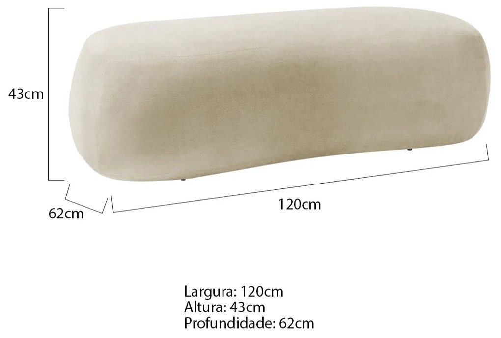 Puff Decorativo Itália 120cm Sala Escritorio Luxo Bouclé - ADJ Decor