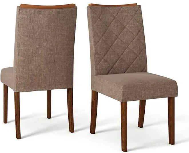 Conjunto 2 Cadeiras Sara Rústico Malbec Tecido Linho Bronze