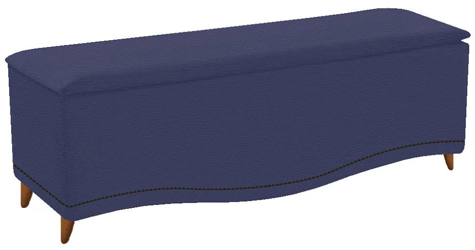 Calçadeira Estofada Yasmim 140 cm Casal Corano Azul Marinho - ADJ Decor