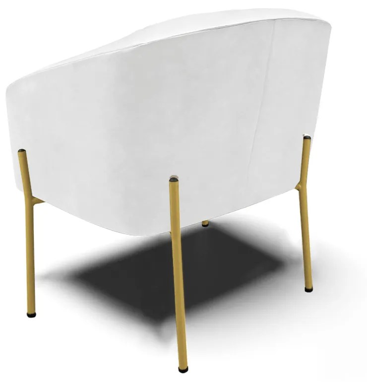 Poltrona Decorativa Pé de Ferro Dourado Kit 2 Stella Sintético PU Branco D03 - D'Rossi