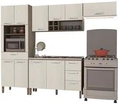 Cozinha Compacta Ametista com Balcão 10 Portas Composição 6 Nogal/Aren