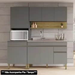 Armário de Cozinha 3 Peças Balcão 150cm sem Tampo Lina13 Z06 Gris/Frei