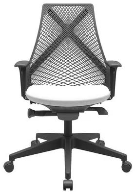 Cadeira Office Bix Tela Preta Assento Aero Branco Autocompensador Base Piramidal 95cm - 64019 Sun House