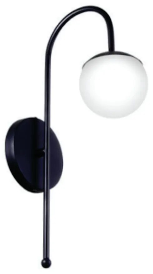 Arandela Globo Haste Curva Simples 12X24X42Cm Metal E Globo Ø12Cm 01Xg... (COBRE FOSCO / COBRE BRILHO, FOSCO (BRANCO))