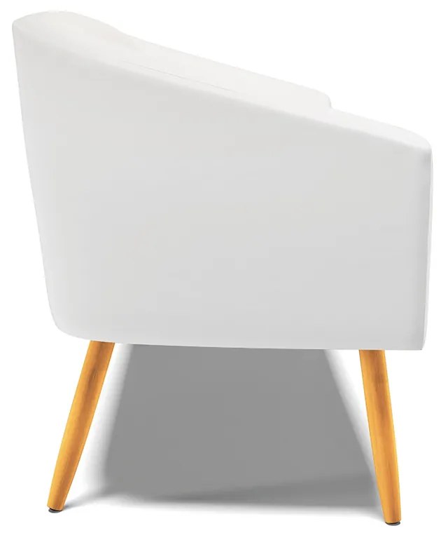 Sofá 2 Lugares Namoradeira Pé Palito Castanho Stella Sintético D03 - D'Rossi - Branco
