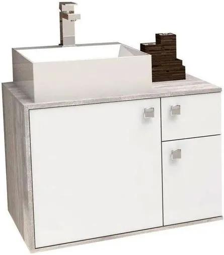 Gabinete para Banheiro 60cm MDF Caeté Branco e Calcare sem cuba 60x43,2x41,5cm - Cozimax - Cozimax