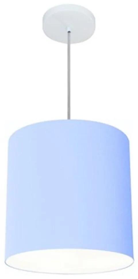 Lustre Pendente Cilíndrico Md-4036 Cúpula em Tecido 30x31cm Azul Bebê - Bivolt