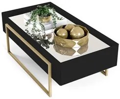 Mesa de Centro Espelhada para Sala de Estar D04 Sírius Preto Gloss - M