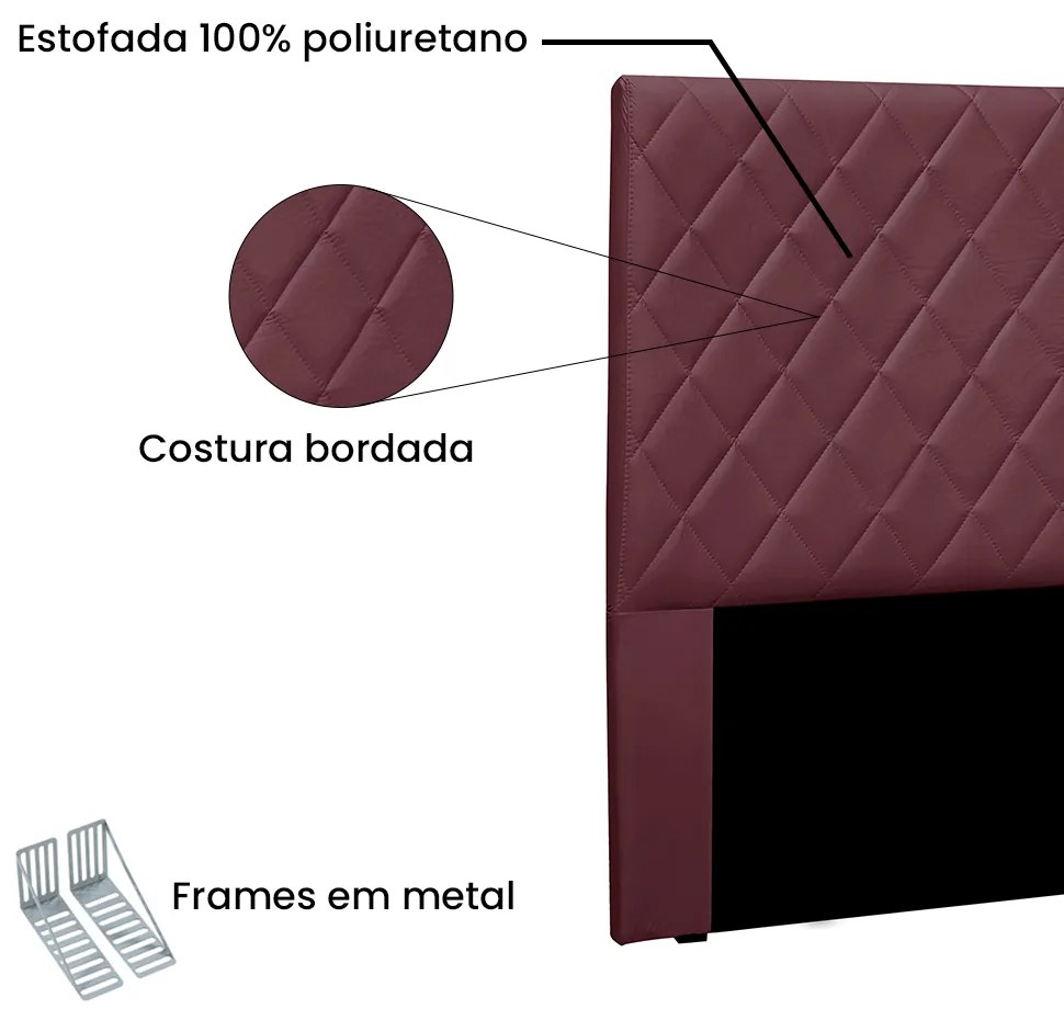 Cabeceira Cama Box Queen 160 cm Dubai Veludo Vinho S04 - D'Rossi