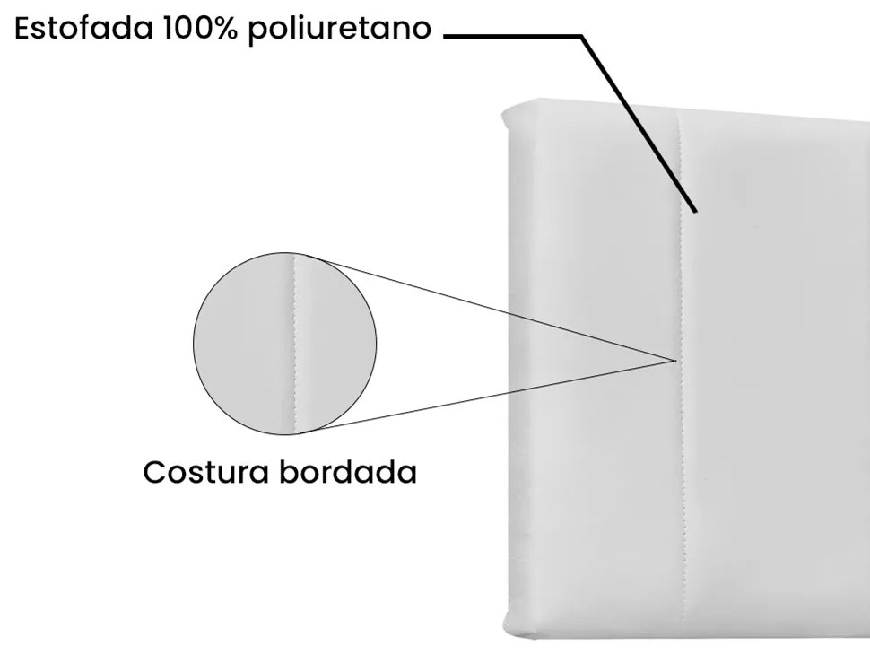 Cabeceira Painel Arizona Para Cama Box Solteiro 90 cm Corino - D'Rossi - Branco