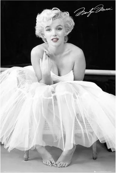 Poster Para Quadros Marilyn Monroe Sentada De Vestido Branco 60x90cm