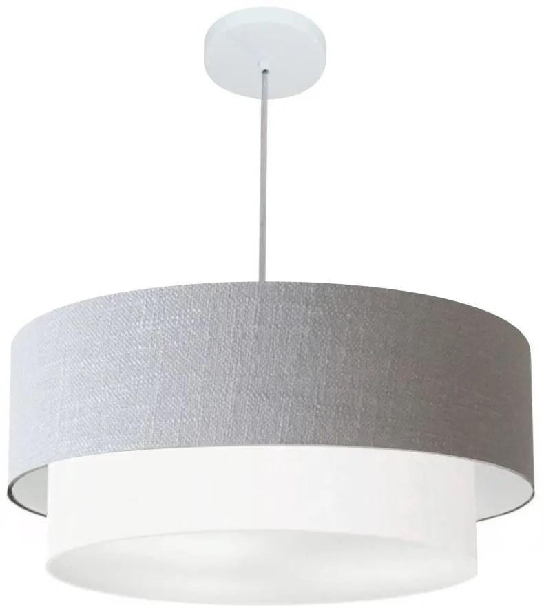 Pendente Cilíndrico Rustico Cinza e Branco MJ-4353 Para Mesa de Jantar e Estar