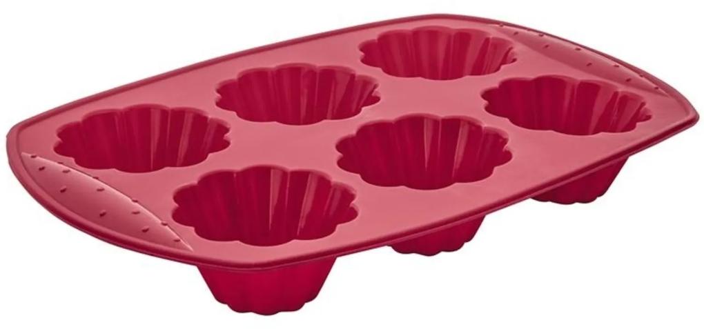 Forma de Silicone Vermelha para 6 Cupcakes Euro Home