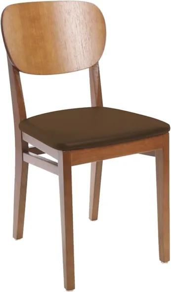Cadeira sem braços de madeira tauari com estofado café e acabamento amendoa Tramontina 14203134