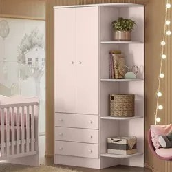 Guarda Roupa Infantil Com Cantoneira Doce Sonho Rosa - Qmovi