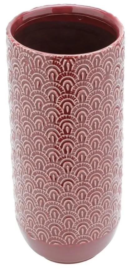 Vaso De Cerâmica Vermelho E Branco 13x30cm 60231 Royal