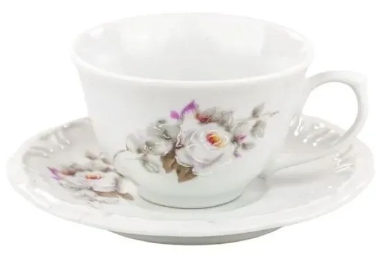 Xícara Café Sem Pé Com Pires 85Ml Porcelana Schmidt - Dec. Eterna E351