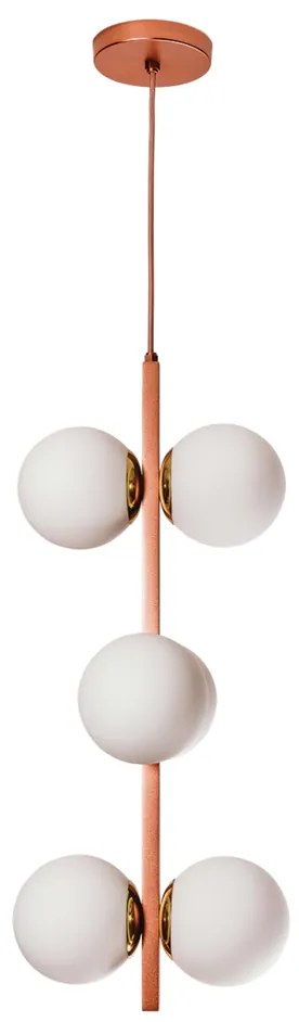 Pendente Cosmos Vertical C/ 6 Globos Ø30X60Cm 6L E27 Mini Bulbo / Meta... (BT - Branco Texturizado, FOSCO)