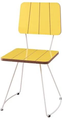 Cadeira Santinho Amarela com Base Curve Branca - 49557 - Sun House
