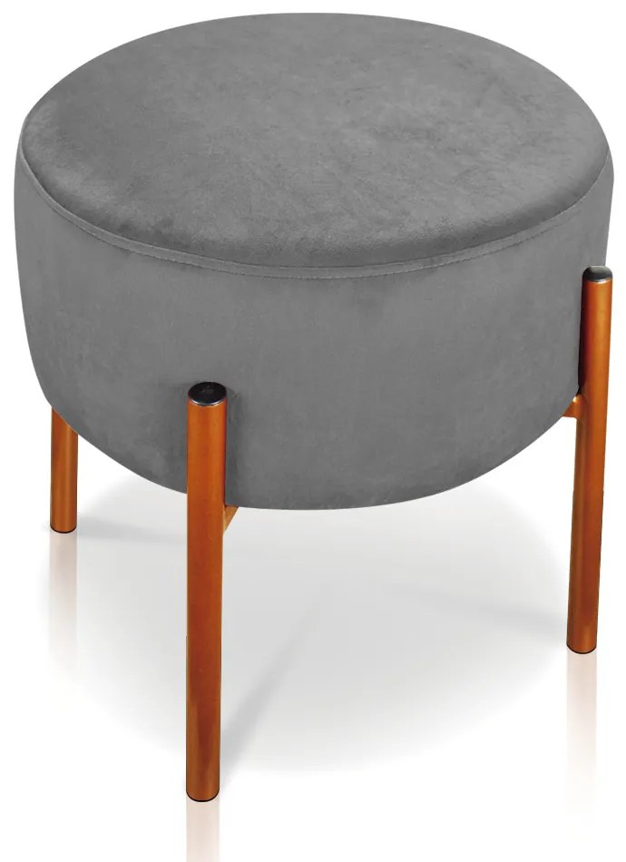 Puff Banqueta Decorativo Industrial Cobre Iron Suede D03 - D'Rossi - Grafite