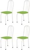 Kit 4 Cadeiras Baixas 0.101 Assento Reto Branco/Verde - Marcheli